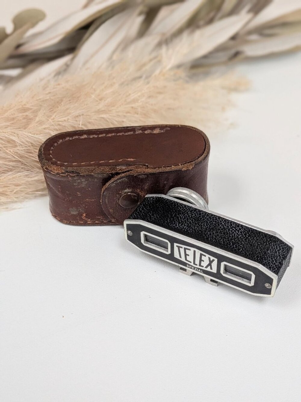 Vintage Mid-Century Telex Spezial Rangefinder Camera Accessory in Leather Case
